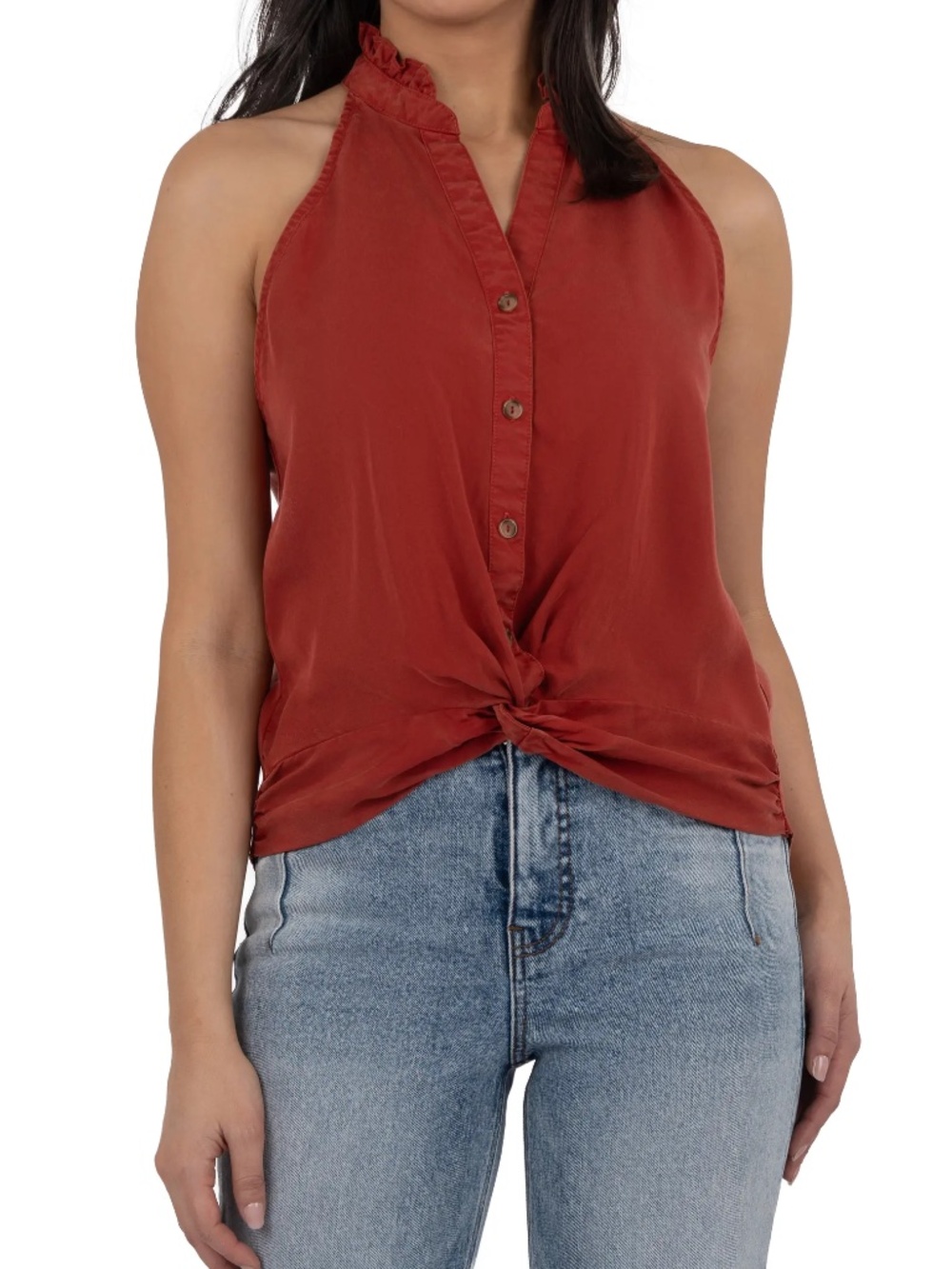 NWR KUT from the Kloth Hester Twist Sleeveless Button-Up Top
